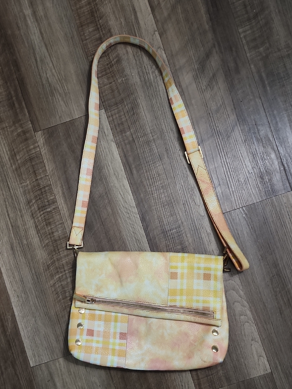 Hammitt Yellow Plaid Leather Crossbody